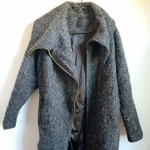 Gray boucle cocoon coat